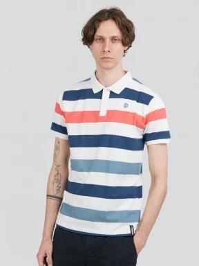 tricou cu guler pt. barbati Fundango Incognito Stripe Poloshirt rosu 1
