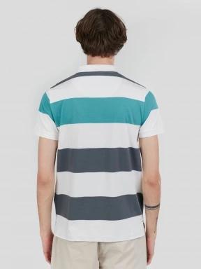 tricou cu guler pt. barbati Fundango Incognito Stripe Poloshirt verde 3