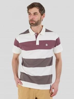 tricou cu guler pt. barbati Fundango Incognito Stripe Poloshirt maro 1