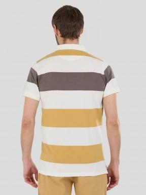 tricou cu guler pt. barbati Fundango Incognito Stripe Poloshirt galben 3