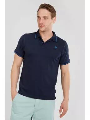 tricou cu guler pt. barbati Fundango Incognito Poloshirt albastru inchis 1