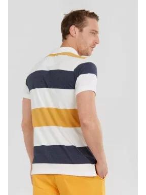 tricou cu guler pt. barbati Fundango Incognito stripe Poloshirt alb 3