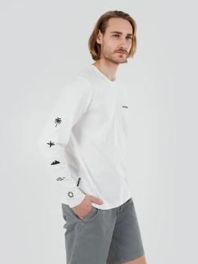 tricou cu maneci lungi pt. barbati Fundango Essential Graphic Long-T alb 1
