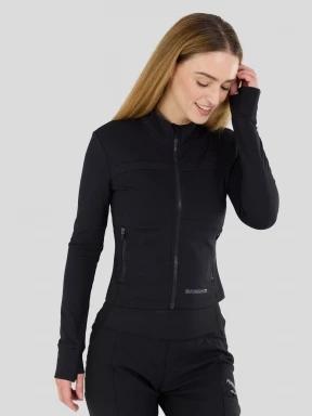 tricou cu maneci lungi, pentru sport pt. femei Fundango Flow Thermo Zip Up negru 1