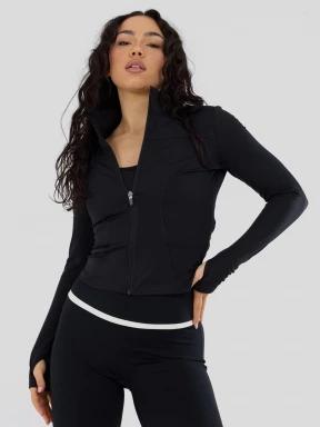 tricou cu maneci lungi, pentru sport pt. femei Fundango Flop Zip Up Top negru 1