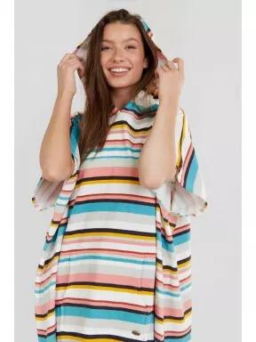 halat de baie pt. femei Fundango Amarante Surf Poncho multicolor 1