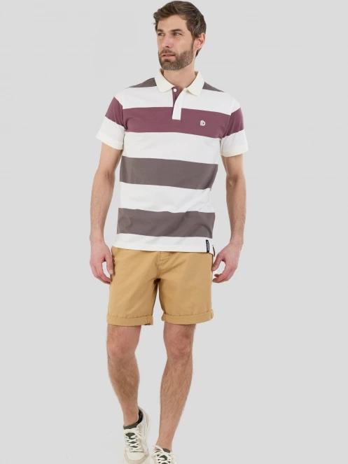tricou cu guler pt. barbati Fundango Incognito Stripe Poloshirt maro 4