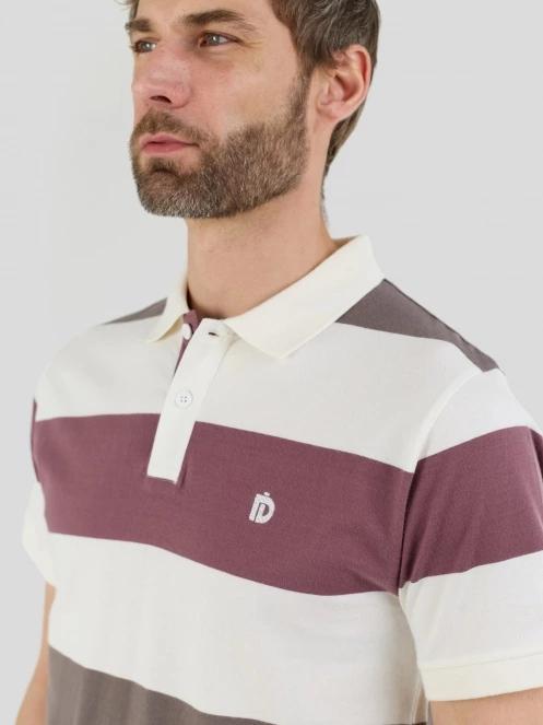 tricou cu guler pt. barbati Fundango Incognito Stripe Poloshirt maro 5