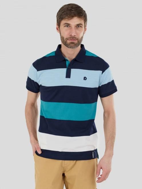 tricou cu guler pt. barbati Fundango Incognito Stripe Poloshirt albastru 2
