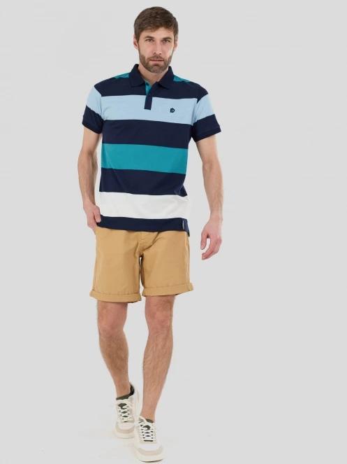 tricou cu guler pt. barbati Fundango Incognito Stripe Poloshirt albastru 4