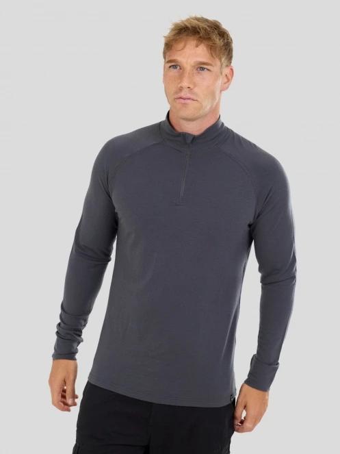 top lenjerie de corp pt. barbati Fundango Temuka Merino Halfzip gri 2