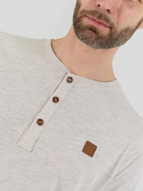 tricou cu maneci scurte pt. barbati Fundango Phase Henley T-shirt nisip 6