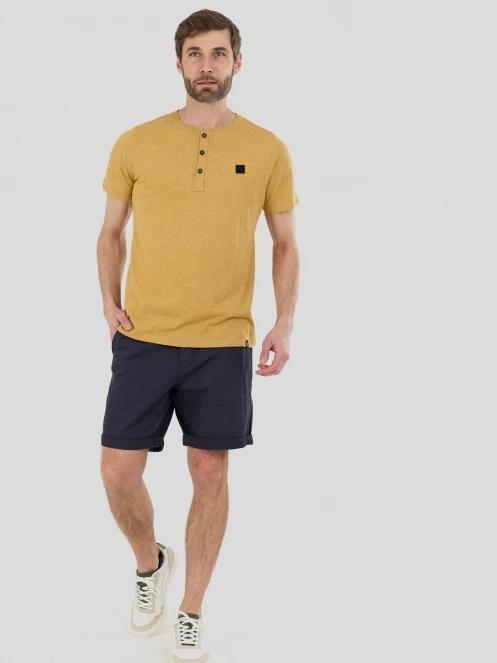 tricou cu maneci scurte pt. barbati Fundango Phase Henley T-shirt galben 4