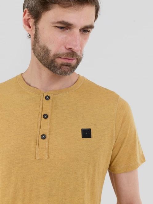 tricou cu maneci scurte pt. barbati Fundango Phase Henley T-shirt galben 6