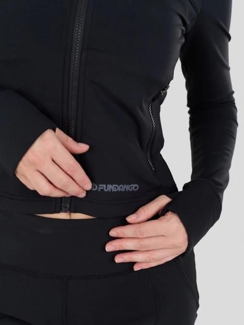 tricou cu maneci lungi, pentru sport pt. femei Fundango Flow Thermo Zip Up negru 7