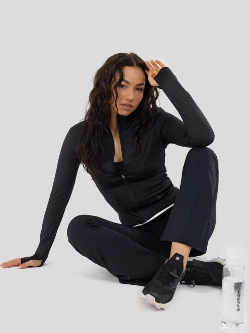 tricou cu maneci lungi, pentru sport pt. femei Fundango Flop Zip Up Top negru 4