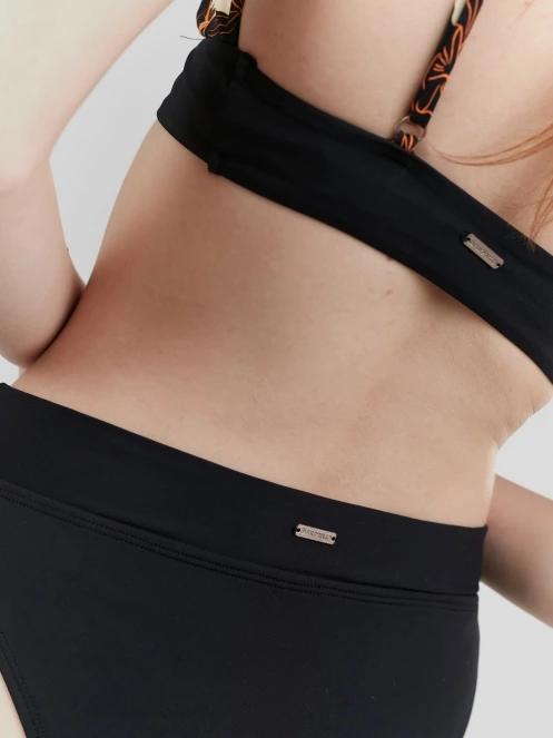 chiloti bikini pt. femei Fundango Sahara Mid Waist Full Bottom negru 7