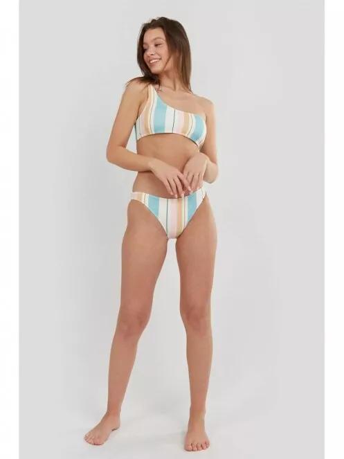 sutien bikini pt. femei Fundango Madison One Shoulder Top alb 4