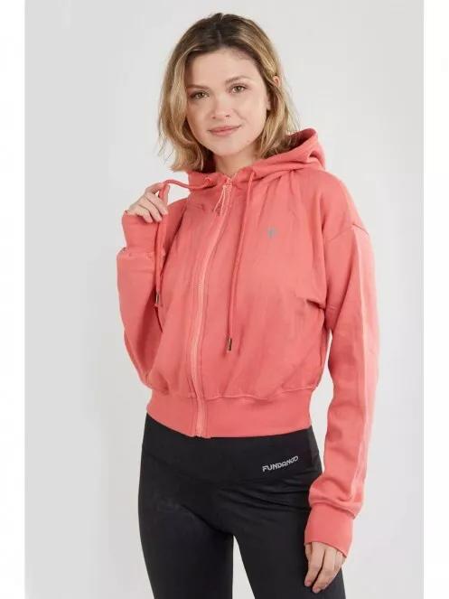 pulover cu gluga pt. femei Fundango Draug Crop Hoodie magenta 2