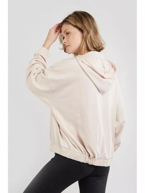 pulover cu gluga pt. femei Fundango Echo Loose Hoodie nisip 3