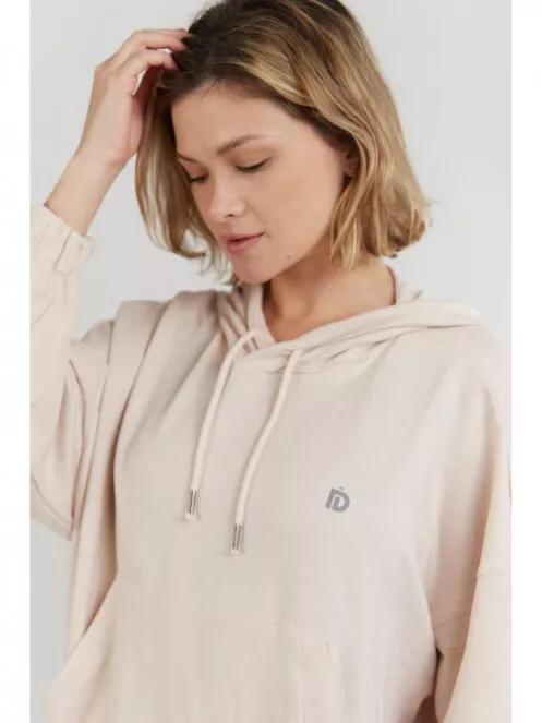 pulover cu gluga pt. femei Fundango Echo Loose Hoodie nisip 4