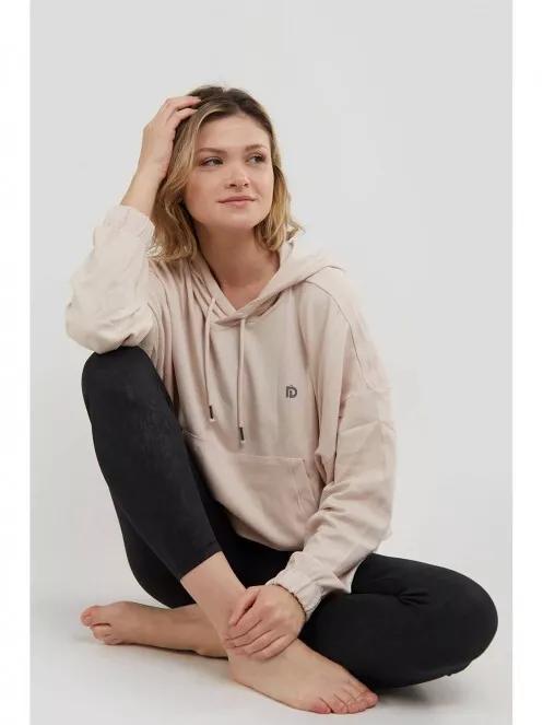 pulover cu gluga pt. femei Fundango Echo Loose Hoodie nisip 5