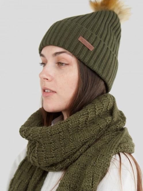 caciula cu mot pt. femei Fundango Merna Beanie oliv 4