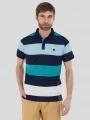 tricou cu guler pt. barbati Fundango Incognito Stripe Poloshirt albastru 1