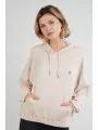 pulover cu gluga pt. femei Fundango Echo Loose Hoodie nisip 1